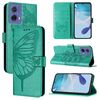 Per Motorola Moto G85 Custodia in pelle con motivo a farfalla in rilievo (verde)