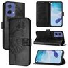Per Motorola Moto G85 Custodia in pelle con motivo a farfalla in rilievo (nero)