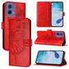 Per Motorola Moto G85 Custodia in pelle con motivo a farfalla in rilievo (rosso)