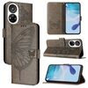 Per ZTE Blade V40s Custodia per telefono in pelle con motivo a farfalla in rilievo (grigio)