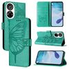 Per ZTE Blade V40s Custodia per telefono in pelle con motivo a farfalla in rilievo (verde)