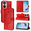Per ZTE Blade V40s Custodia per telefono in pelle con motivo a farfalla in rilievo (rosso)