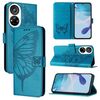Per ZTE Blade V40s Custodia per telefono in pelle con motivo a farfalla in rilievo (blu)
