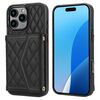 Per iPhone 16 Pro Max Custodia per telefono con trama rombica e cordino lungo (nero)