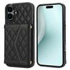 Per iPhone 16 Plus Custodia per telefono con trama rombica e cordino lungo (nero)