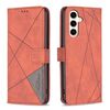Per Samsung Galaxy M35 Custodia per telefono in pelle con fibbia magnetica e trama a rombi (marrone)