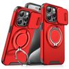 Custodia per telefono con supporto ad anello scorrevole Camshield per iPhone 15 Pro (rosso)
