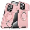 Custodia per telefono con supporto ad anello scorrevole Camshield per iPhone 15 Pro (rosa)