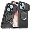 Custodia per telefono con supporto ad anello scorrevole Camshield per iPhone 15 (nero)