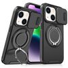 Custodia per telefono con supporto ad anello scorrevole Camshield per iPhone 14 Plus (nero)