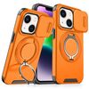 Custodia per telefono con supporto ad anello scorrevole Camshield per iPhone 14 Plus (arancione)