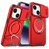 Custodia per telefono con supporto ad anello scorrevole Camshield per iPhone 14 (rossa)