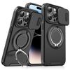Custodia per telefono con supporto ad anello scorrevole Camshield per iPhone 14 Pro (nero)