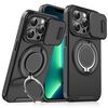 Custodia per telefono con supporto ad anello scorrevole Camshield per iPhone 13 Pro Max (nero)