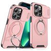 Custodia per telefono con supporto ad anello scorrevole Camshield per iPhone 13 Pro Max (rosa)