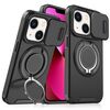 Custodia per telefono con supporto ad anello scorrevole Camshield per iPhone 13 (nero)