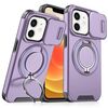 Custodia per telefono con supporto ad anello scorrevole Camshield per iPhone 12 (viola)