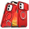 Custodia per telefono con supporto ad anello scorrevole Camshield per iPhone 12 (rossa)