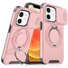 Custodia per telefono con supporto ad anello scorrevole Camshield per iPhone 12 (rosa)