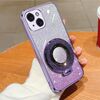 Per iPhone 13 mini Custodia per telefono in TPU con supporto rotondo glitterato sfumato placcato (viola)