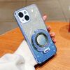 Per iPhone 13 mini Custodia per telefono in TPU con supporto rotondo glitterato sfumato placcato (blu Sierra)