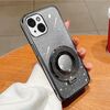 Per iPhone 13 mini Custodia per telefono in TPU con supporto rotondo glitterato sfumato placcato (nero)