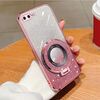 Per iPhone 7 Plus / 8 Plus Custodia per telefono in TPU con supporto rotondo glitterato sfumato placcato (rosa)