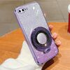 Per iPhone 7 Plus / 8 Plus Custodia per telefono in TPU con supporto rotondo glitterato sfumato placcato (viola)