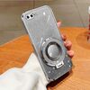 Per iPhone 7 Plus / 8 Plus Custodia per telefono in TPU con supporto rotondo glitterato sfumato placcato (argento)