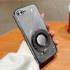 Per iPhone 7 Plus / 8 Plus Custodia per telefono in TPU con supporto rotondo glitterato sfumato placcato (nero)