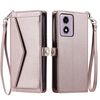 Per Motorola Moto E14 / G24 / G04 Portafoglio Multi-Slot per Scheda Custodia in Pelle per Telefono con Laccetto (Oro Rosa)