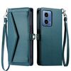 Per Motorola Moto G34 Portafoglio Multi-Slot per Scheda Custodia in Pelle per Telefono con Laccetto (Verde)