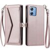 Per Motorola Moto G54 / G64 Portafoglio Multi-Slot per Scheda Custodia in Pelle per Telefono con Laccetto (Oro Rosa)