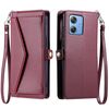 Per Motorola Moto G54 / G64 Portafoglio Multi-Slot per Scheda Custodia in Pelle per Telefono con Laccetto (Rosso Vino)