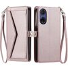 Per Motorola Moto G85 Portafoglio Multi-Slot per Scheda Custodia in Pelle per Telefono con Laccetto (Oro Rosa)