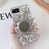 Per iPhone 7 Plus / 8 Plus Custodia per PC con strass bling fatta a mano a specchio (rotonda grigio argento)