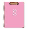 Agenda a spirale con quaderno inglese A4 con clip da tavolo, gennaio-dicembre 2025, stile: rosa