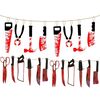 8 pezzi + 12 pezzi Halloween imitazione coltello di sangue ciondolo bandiera decorativa tenda porta casa stregata