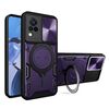 Custodia per telefono con supporto magnetico scorrevole Camshield per vivo V21 CD Texture (viola)