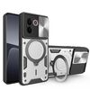 Custodia per telefono con supporto magnetico scorrevole Camshield per vivo V30e 5G Global CD Texture (argento)