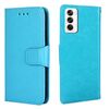 Per OPPO Reno12 5G Custodia per telefono in pelle con texture di cristallo globale (blu cielo)