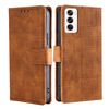 Per OPPO Reno12 5G Custodia per telefono in pelle con chiusura magnetica in coccodrillo Global Skin Feel (marrone)