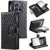 Per Motorola Edge 50 Neo Glitter Lattice Zipper Wallet Custodia in pelle per telefono (nero)