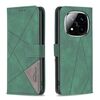 Per Redmi Note 14 Pro 5G / Note 14 Pro+ 5G Custodia per telefono in pelle con fibbia magnetica e trama a rombi (verde)