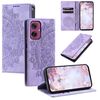 Per Motorola Moto G55 Custodia per telefono in pelle magnetica con stampa Totem (viola)
