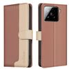 Per Xiaomi 15 Pro Custodia per telefono in pelle antifurto RFID con colori abbinati (marrone)