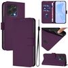 Per Doogee N55 Plus Custodia in pelle tinta unita con cordino (viola)