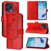 Per Doogee N55 Plus Custodia in pelle con motivo a farfalla in rilievo (rosso)