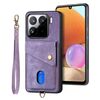 Custodia in pelle pieghevole con cinturino per Xiaomi 15 Retro Card Wallet (viola)