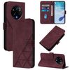 Custodia a tracolla in pelle con stampa 3D per Realme 14 Pro+ (rosso vino)